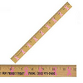 12" Clear Lacquer Wood Ruler w/ Ribbon Background